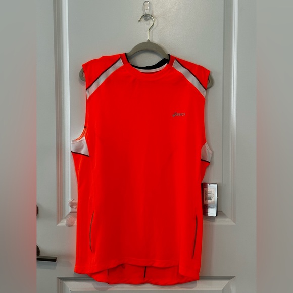 Asics Mens Runaround Muscle Tank Top Medium  & Large Orange - Picture 1 of 11